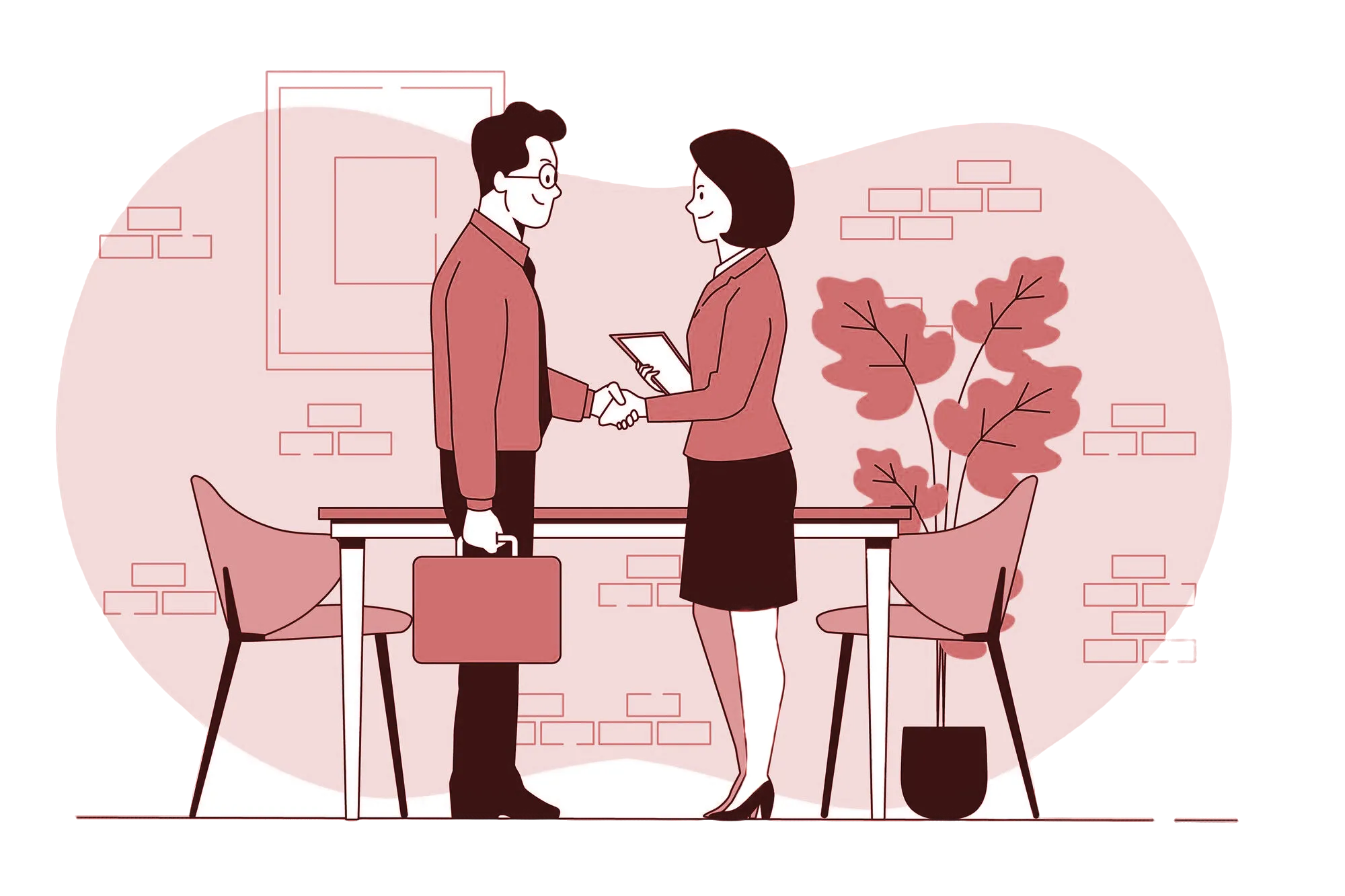Illustration de deux personnes se serrant la main