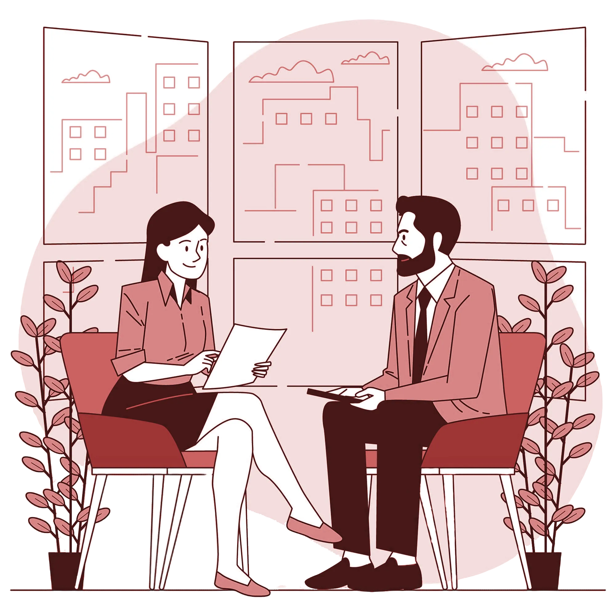 Illustration représentant une réunion entre deux personnes