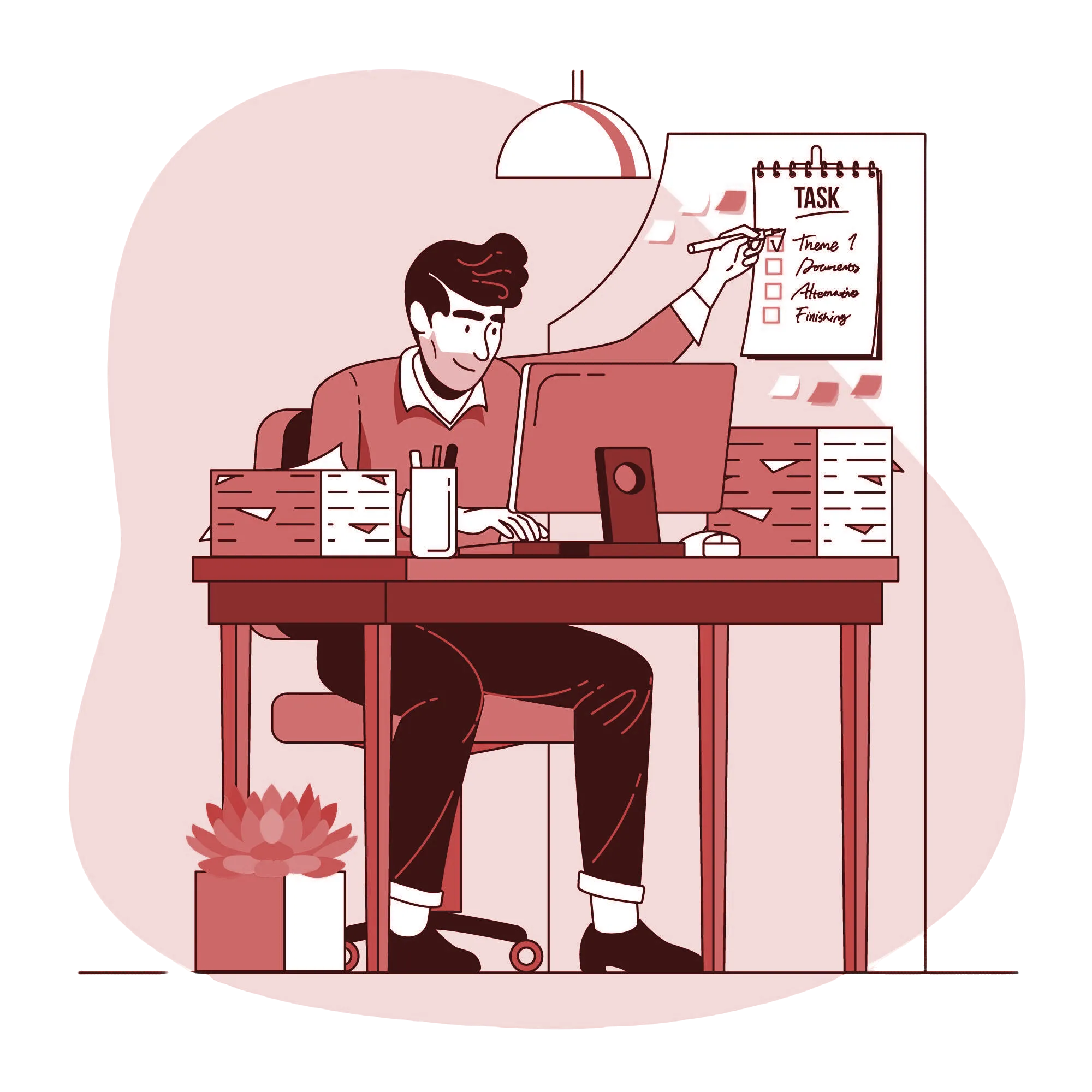 Illustration d'un homme travaillant sur son ordinateur